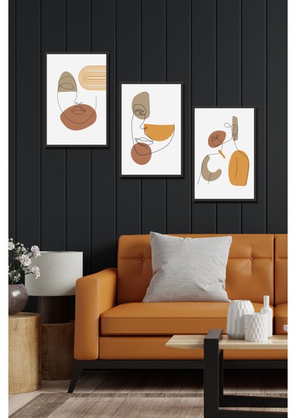 3 Parça 30X40 Mdf Tablo Seti Kadın Süliet