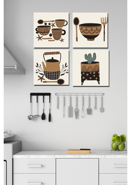 4 Parça Mutfak Decor Tablo Seti