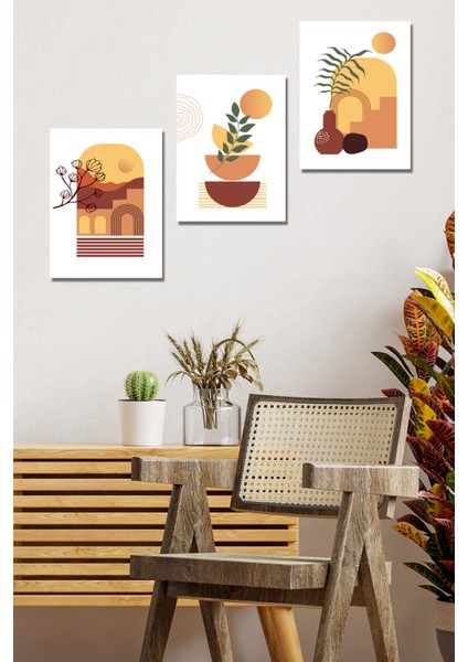 Sanatsal Tarzda Modern 3'lü Tablo Seti