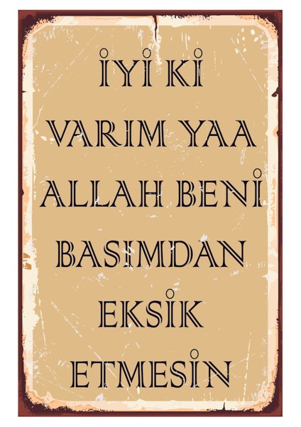 Iyi Ki Varım Ya Allah Beni Ahşap Poster