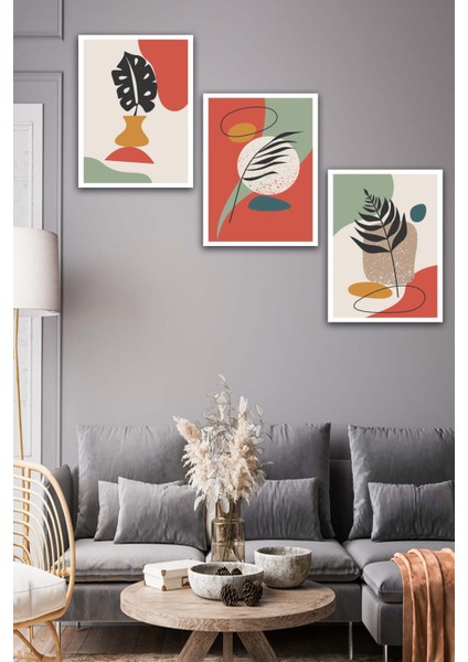 3 Parça Renkli Modern Bohem Tarzda Uv Baskı Mdf Tablo Seti