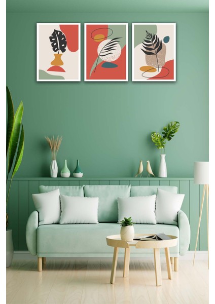 3 Parça Renkli Modern Bohem Tarzda Uv Baskı Mdf Tablo Seti