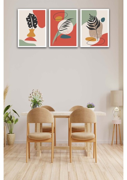 3 Parça Renkli Modern Bohem Tarzda Uv Baskı Mdf Tablo Seti