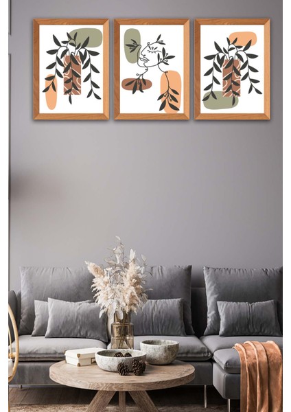 3 Parça Modern Tarzda Bohem Kadın Tasarım Uv Baskı Mdf Tablo Seti