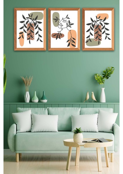 3 Parça Modern Tarzda Bohem Kadın Tasarım Uv Baskı Mdf Tablo Seti
