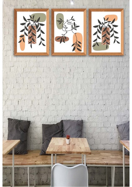 3 Parça Modern Tarzda Bohem Kadın Tasarım Uv Baskı Mdf Tablo Seti