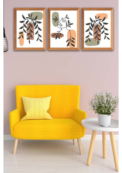 3 Parça Modern Tarzda Bohem Kadın Tasarım Uv Baskı Mdf Tablo Seti