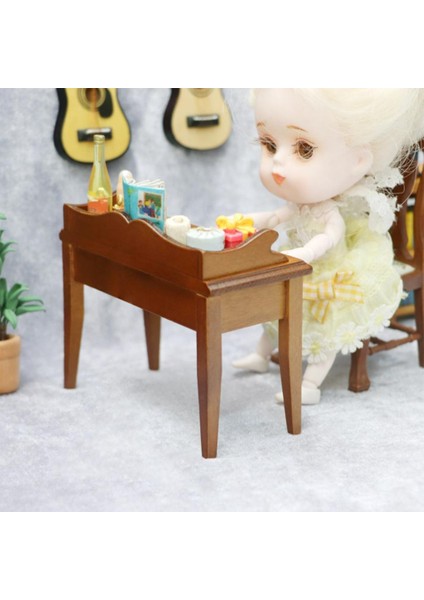 2pcs 1:12 Bebek Evi Shabby Masif Ahşap Masa ve Mobilya Ahşap Merkez Tablo ve Sandalye (Yurt Dışından) fırsatları