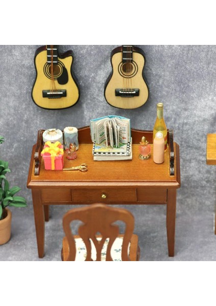 2pcs 1:12 Bebek Evi Shabby Masif Ahşap Masa ve Mobilya Ahşap Merkez Tablo ve Sandalye (Yurt Dışından) indirimleri