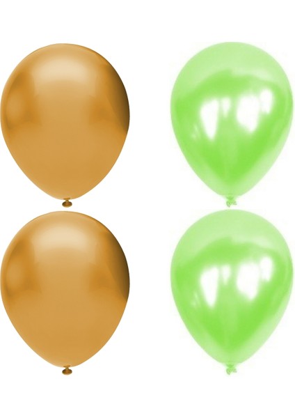 100 Adet Açık Yeşil Altın(Gold)Metalik Balon Helyum Gazı Uyumludur.-Açılış Balonları