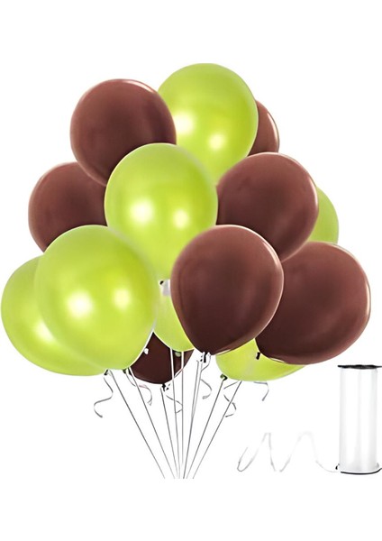 50 Adet Açık Yeşil- Kahverengi Balon 5 Metre Balon Zinciri Hediyemizdir
