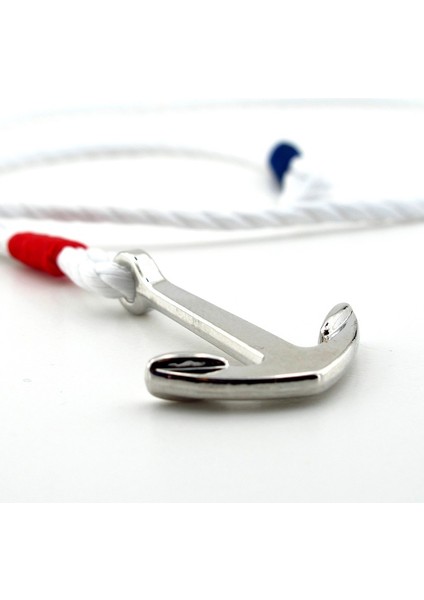 Beyaz Halat Kırmızı Lacivert Bağ Çapalı Erkek Bileklik M023M