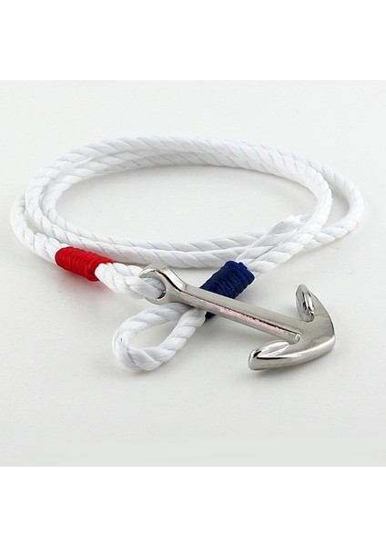 Beyaz Halat Kırmızı Lacivert Bağ Çapalı Erkek Bileklik M023M fiyatları