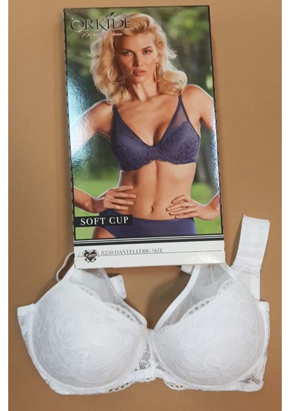 8250 Büyük Beden Soft Cup Dantelli Sütyen-Beyaz fiyatları