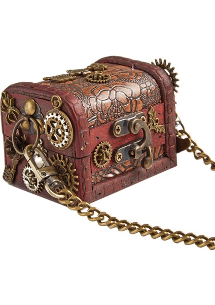 Steampunk Para Çantası Zincir Omuz Çantası Çanta Çanta Totes Bayanlar Kahverengi 8X6.5X6CM (Yurt Dışından)