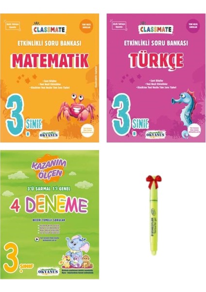 3. Sınıf Tüm Dersler Classmate Matematik Türkçe Hayat ve 4'lü Deneme