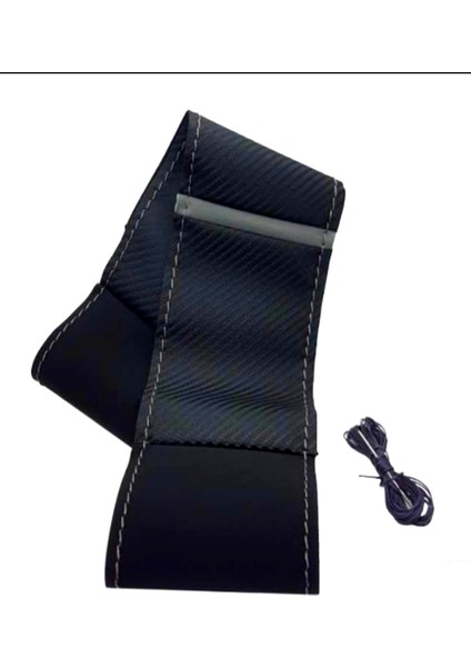 Opel Vectra D Kasa Uyumlu Alkantara-Karbon Dikmeli Direksiyon Kılıfı Gri Yüzüklü