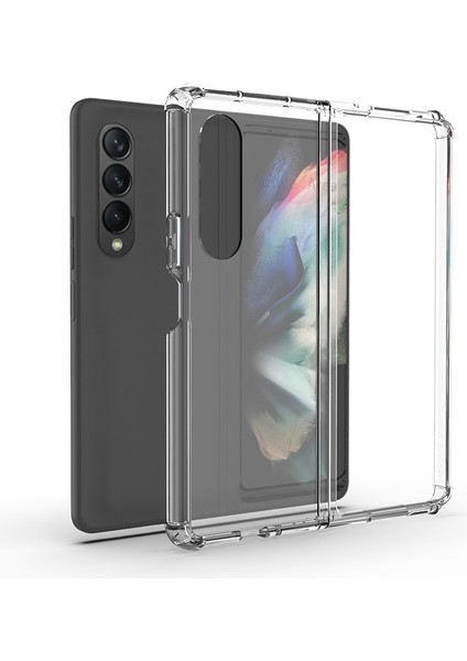 Samsung Galaxy Z Fold4 Için Darbeye Dayanıklı Kapaklı Telefon Kılıfı - Şeffaf (Yurt Dışından)