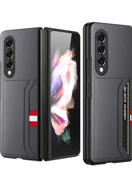 Samsung Galaxy Z Fold4 Için Mikrofiber Kapaklı Telefon Kılıfı - Gri (Yurt Dışından)