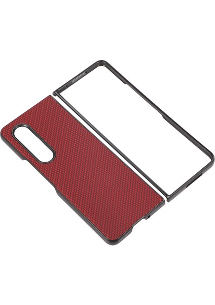 Samsung Galaxy Z Fold4 Için Karbon Fiber Doku Telefon Kılıfı - Kırmızı (Yurt Dışından) modelleri