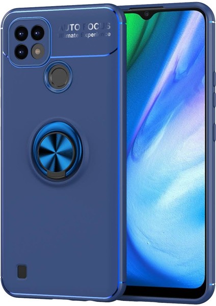 Realme C21 Kılıf Yüzüklü Manyetik Ravel Silikon
