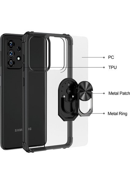 Samsung Galaxy A32 4g Kılıf Silikon Kenarlı Yüzüklü Manyetik Şeffaf Mola Kapak modelleri