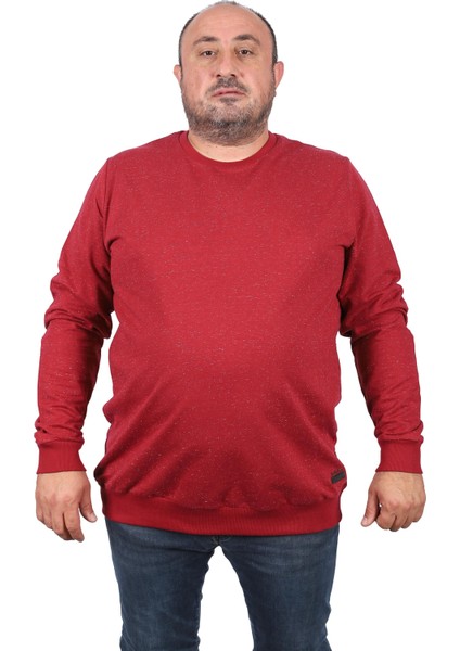 Mocgrande Büyük Beden Sweatshirt Bisiklet Yaka Deri Arma 22703-BORDO fiyatları