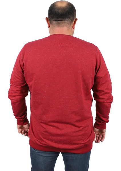 Mocgrande Büyük Beden Sweatshirt Bisiklet Yaka Deri Arma 22703-BORDO modelleri
