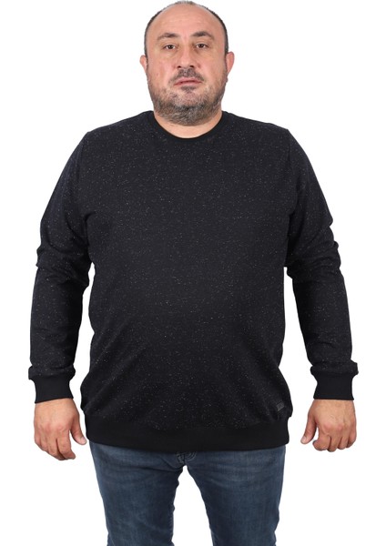 Mocgrande Büyük Beden Sweatshirt Bisiklet Yaka Deri Arma 22703-SIYAH fiyatları