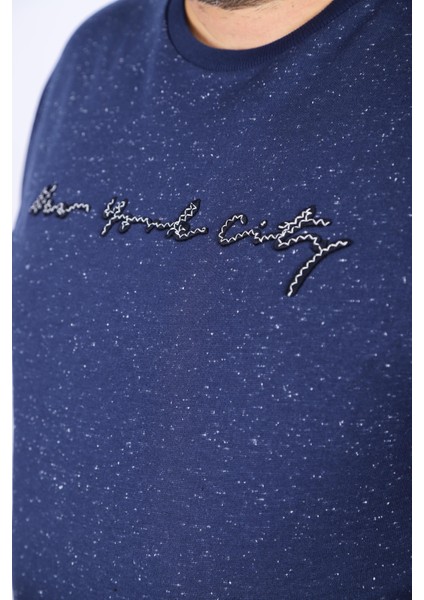 Mocgrande Büyük Beden Sweat New York City 22704-LACIVERT