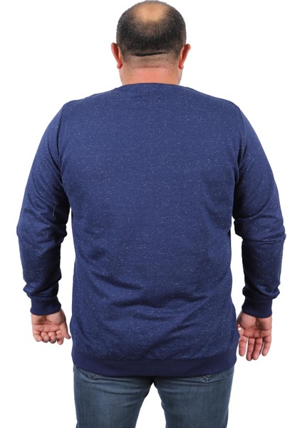 Mocgrande Büyük Beden Sweatshirt Bisiklet Yaka Deri Arma 22703-LACIVERT modelleri