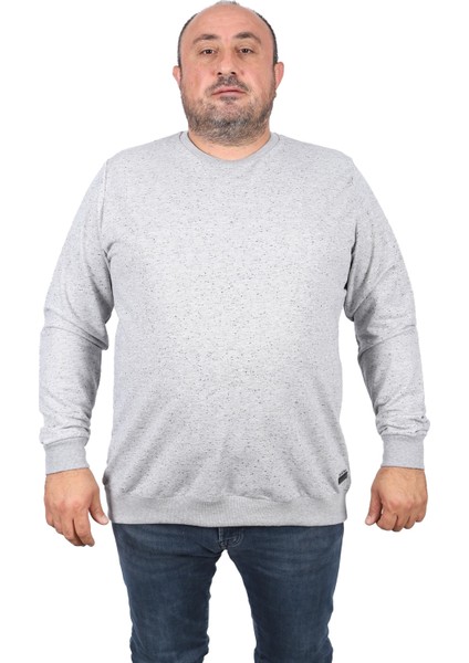 Moc Grande Mocgrande Büyük Beden Sweatshirt Bisiklet Yaka Deri Arma 22703-GRI