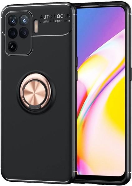 Oppo Reno 5 Lite Kılıf Yüzüklü Manyetik Ravel Silikon