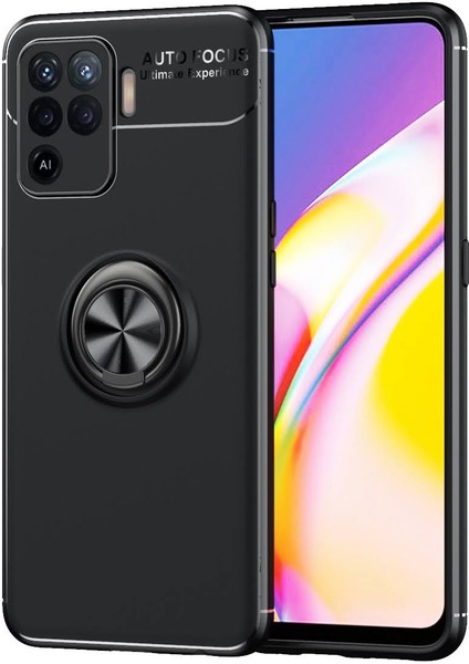 Oppo Reno 5 Lite Kılıf Yüzüklü Manyetik Ravel Silikon