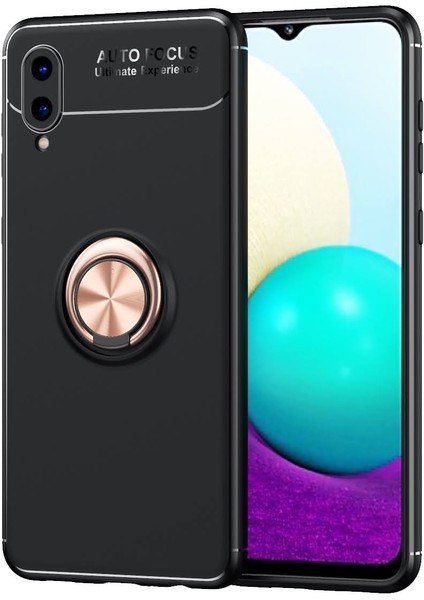 Samsung Galaxy A02 Kılıf Yüzüklü Manyetik Ravel Silikon