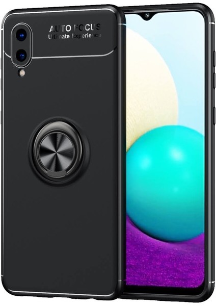 Samsung Galaxy A02 Kılıf Yüzüklü Manyetik Ravel Silikon
