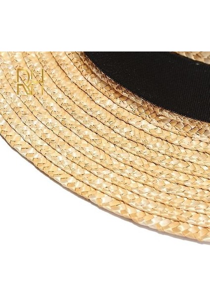 Doğal Buğday Saman Boater Fedora Üst Düz Şapka 56-58 Cm(Yurt Dışından) fiyatları