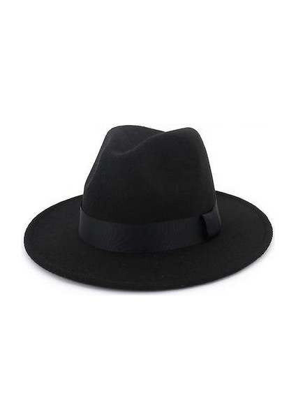 Vintage Fedora Erkekler Yün Geniş Ağız Üst Şapka(Yurt Dışından)