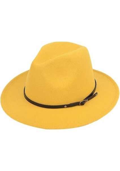 Kadın Yün Leopar Baskı Geniş Brim Fedora Şapkası (Yurt Dışından)