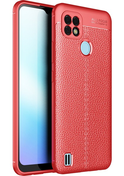Realme C21 Kılıf Deri Desenli Lux Niss Silikon