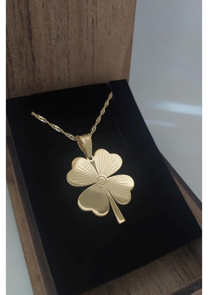 Gümüş Yeni Model Yonca Singapur Zincirli Kolye