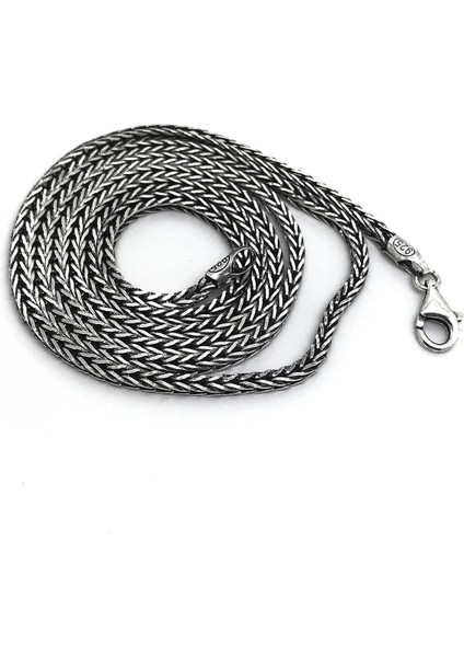 Gümüş 2,2mm Tilki Kuyruğu 65 cm Boyun Zinciri Kolye