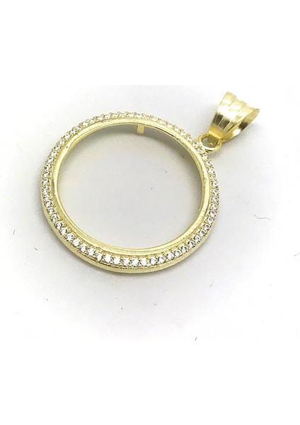 Gümüş Yarım Altın Reşat Ata Lira Koyulan Kolye Ucu