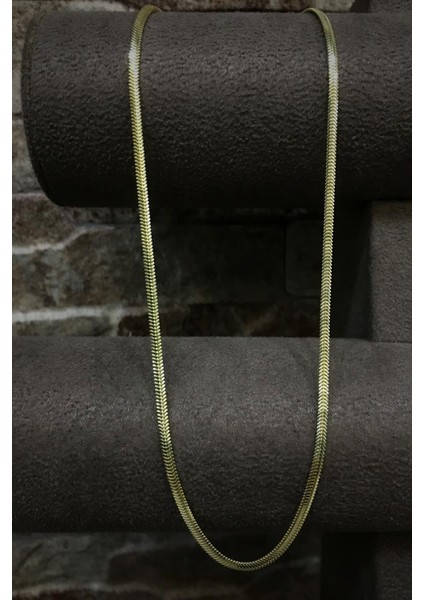 Gümüş 2,5 mm Yassı Sarı Döküm Boyun Zinciri Kolye KT125E3