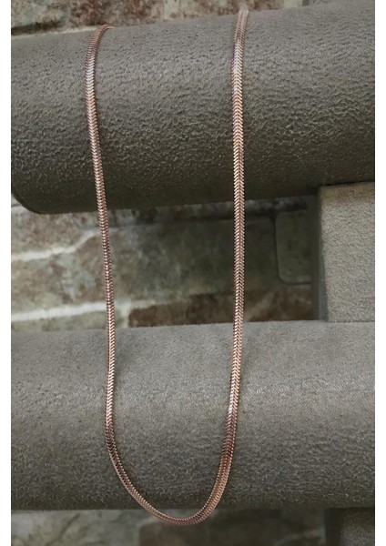 Gümüş 2,5 mm Yassı Rose Döküm Boyun Zinciri Kolye KT125E3