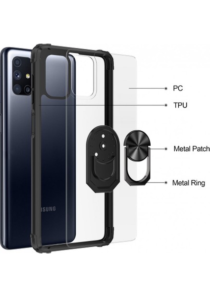 Samsung Galaxy M51 Kılıf Renkli Silikon Kenarlı Yüzüklü Manyetik Mola Kapak fiyatları