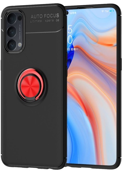 Oppo Reno 4 Kılıf Yüzüklü Manyetik Ravel Silikon