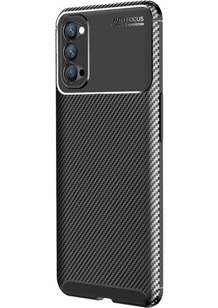 Oppo Reno 4 Kılıf Karbon Desenli Lux Negro Silikon