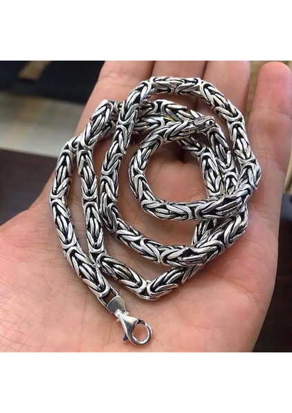6 mm Gümüş Kalın Kral Boyun Zinciri Kolye