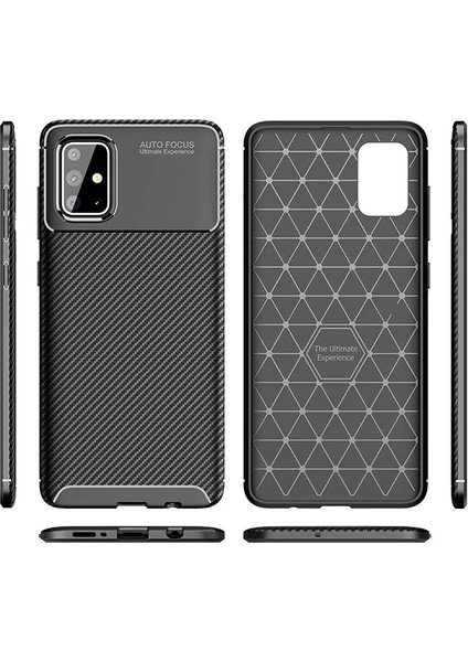 Samsung Galaxy M31S Kılıf Karbon Desenli Lux Negro Silikon